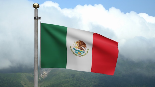 Mexican flag waving in the wind