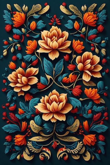 Mexican flower traditional pattern background Mexican ethnic embroidery decoration ornament Flower