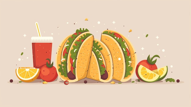 Photo mexican food scene in flat graphics