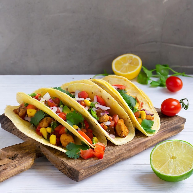 mexican food tacos isolated on white background