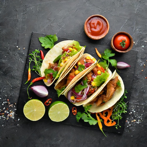 mexican food tacos isolated on white background