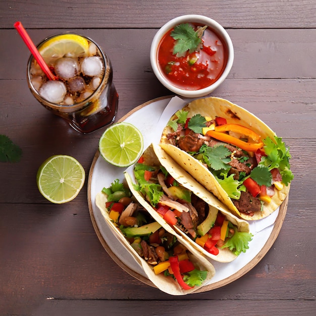 mexican food tacos isolated on white background