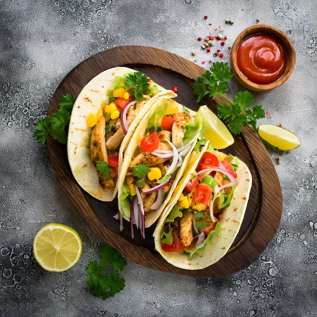 mexican food tacos isolated on white background