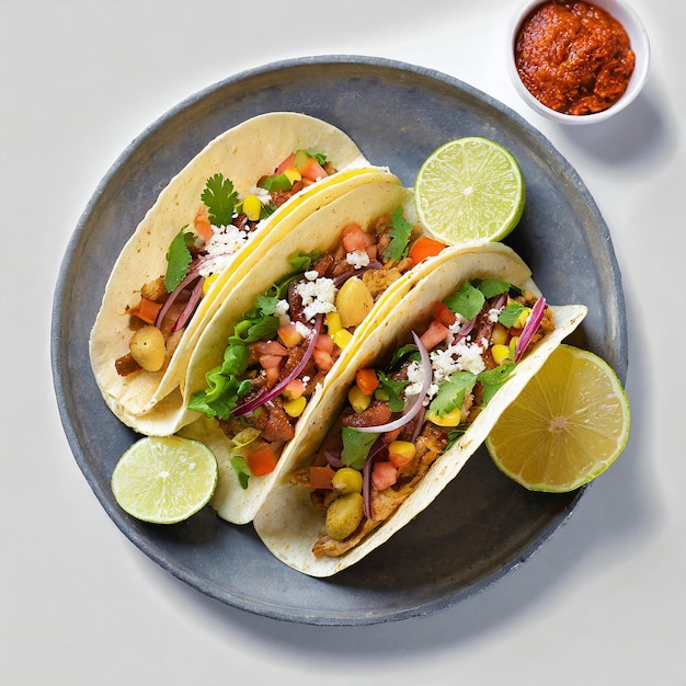 mexican food tacos isolated on white background