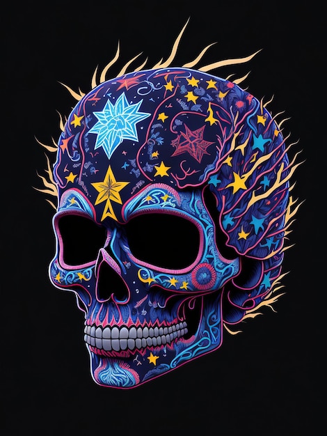 Photo mexican holiday illustration of a gothic day of the dead skull