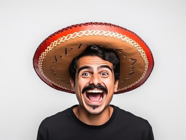 Photo mexican man in emotional pose on white background