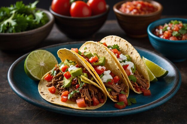 Mexican Meat Veggie and Salsa Tacos