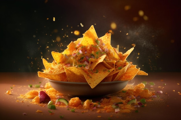 Mexican nachos Illustration AI Generative