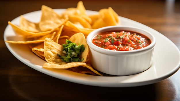 Photo mexican nachos with guacamole and salsa