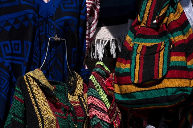 Mexican ponchos for sale at the market