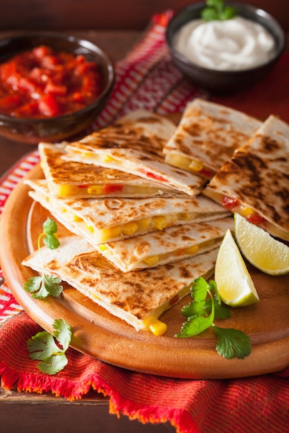 Mexican quesadilla with tomato corn cheese