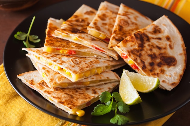 Mexican quesadilla with tomato sweet corn cheese