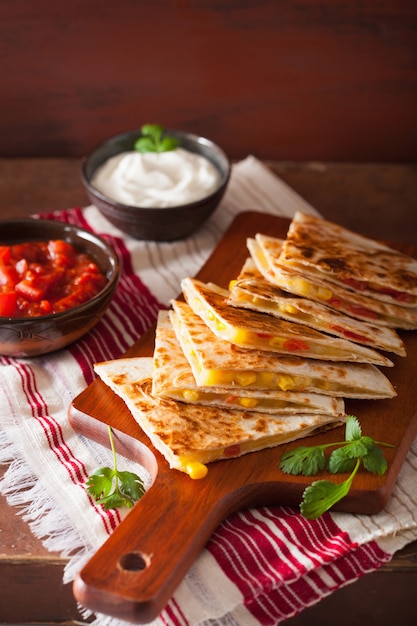 Mexican quesadilla with tomatoes and cheese