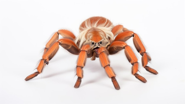 Mexican red knee tarantula on white background 8K