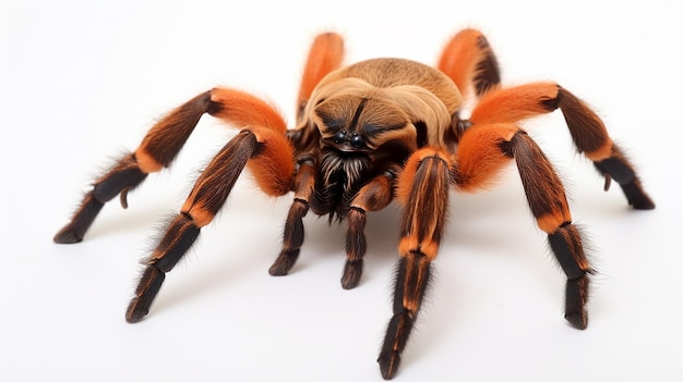 Mexican red knee tarantula on white background 8K