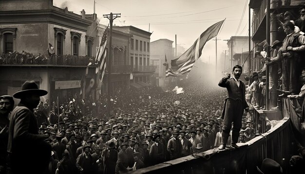 Mexican Revolution in 1910 black and white editorial photography