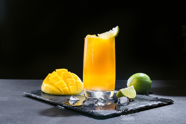 A Mexican smoothie drink made from mango chili peppers salt and lime