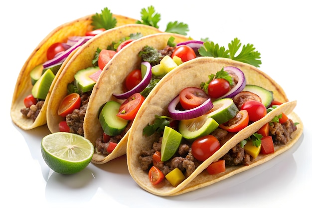 mexican tacos with beef tomatoes avocado chilli