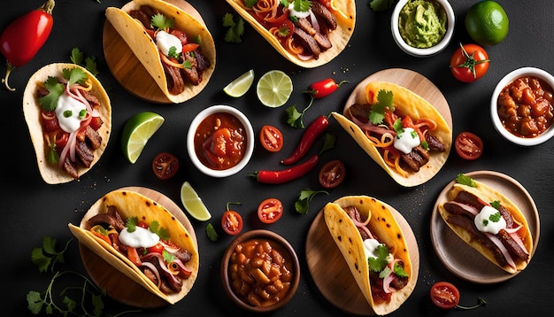 Mexican tacos with meat