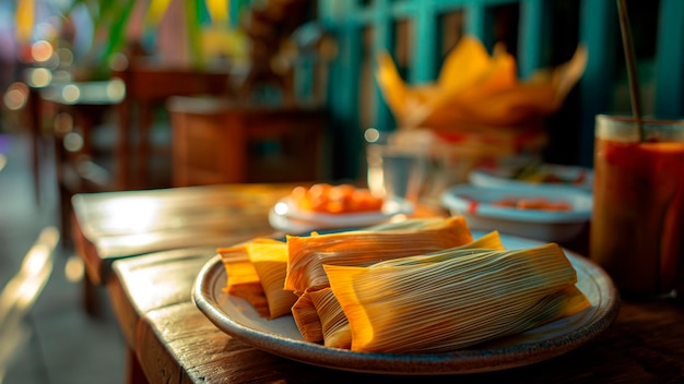 Mexican tamales with copy space