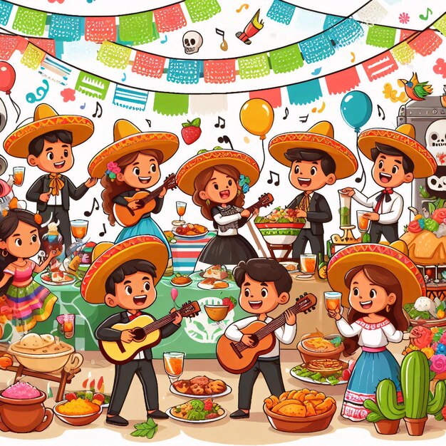 Mexican traditional culture icon cartoon