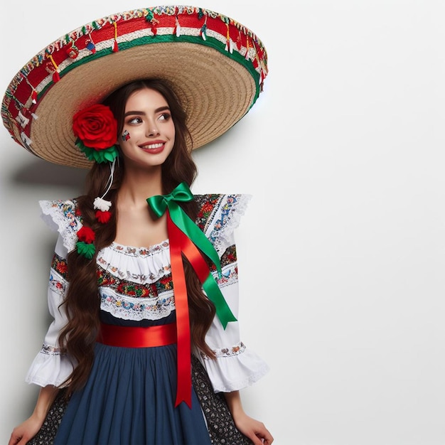 Mexican woman dressed traditionally for the 5th of May celebration