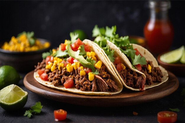 Mexicanstyle tacos featuring seasoned beef nestled in soft corn tortillas