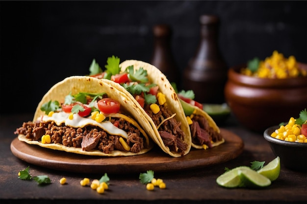 Mexicanstyle tacos featuring seasoned beef nestled in soft corn tortillas