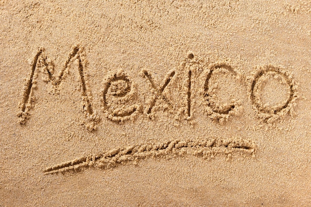 Mexico beach hand written sand message