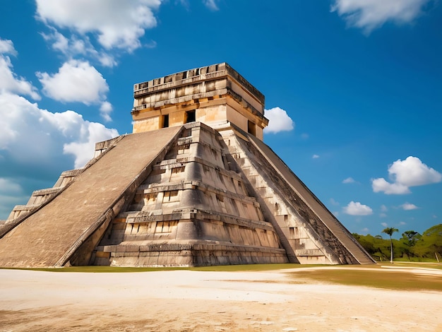 Mexico Chichen Itza Yucatn Mayan pyramid of Kukulcan El Castillo at sunset lights peoples lives