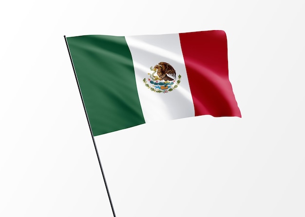 Mexico flag flying high in the isolated background. Mexico independence day World national flag