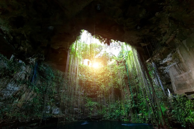 Mexico Ik Kil Cenote at the northern center of the Yucatan Peninsula close to Cancun and Merida