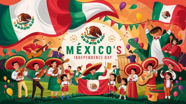 Mexico independence day background Mexican independence day celebration September 16 vector illus