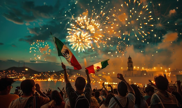 Mexico independence day celebration with festival and the mexico flag ai generated