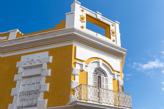 Mexico Mazatlan Colorful old city streets and colonial architecture in historic city center