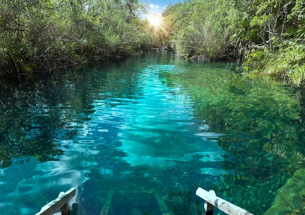 Mexico tourism destination caves and pools of Cenote Escondido near Tulum and Playa Del Carmen