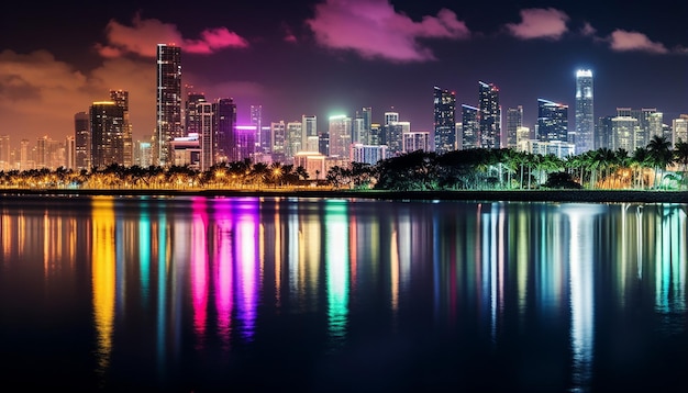 Photo miami beach night view