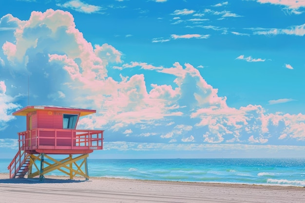 Photo miami beach south beach with new lifeguard tower and coastline