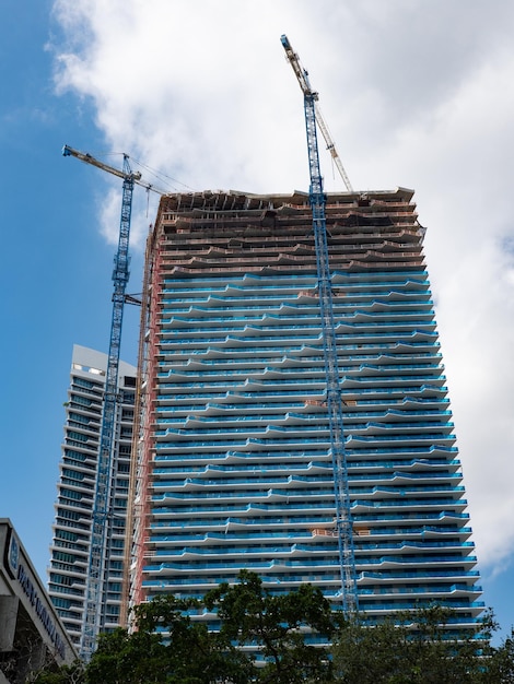 Miami Florida USA December 26 2015 construction of skyscraper building in metropolis