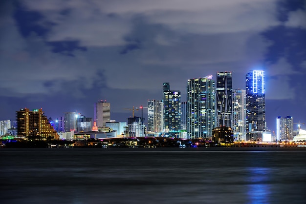 Miami skyline Miami business district lights and reflections of the city