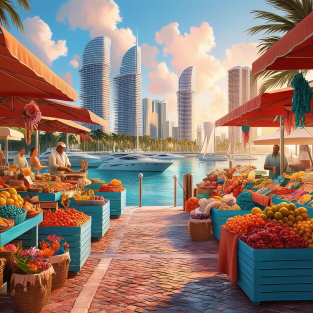 Photo miamis bayside marketplace in vibrant colors