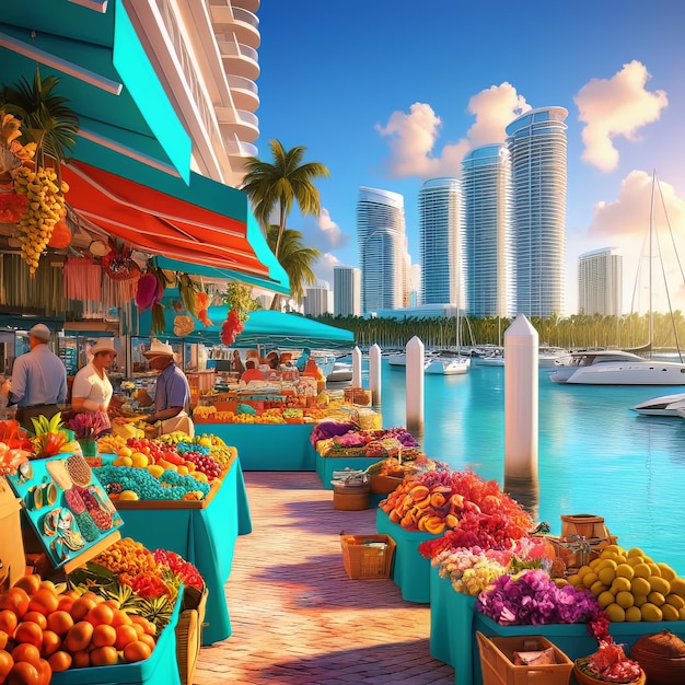 Photo miamis bayside marketplace in vibrant colors