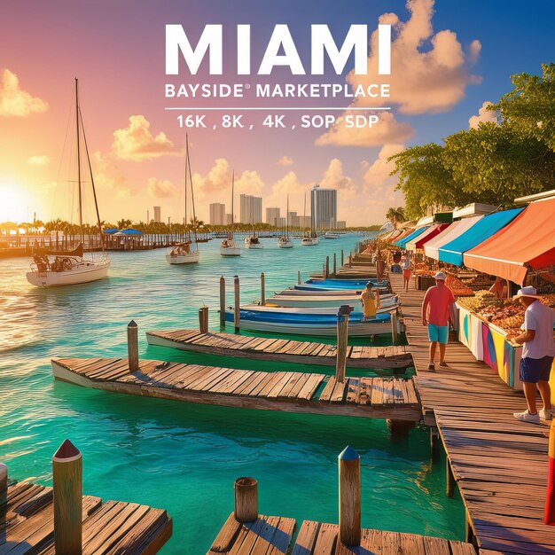 Photo miamis bayside marketplace in vibrant colors