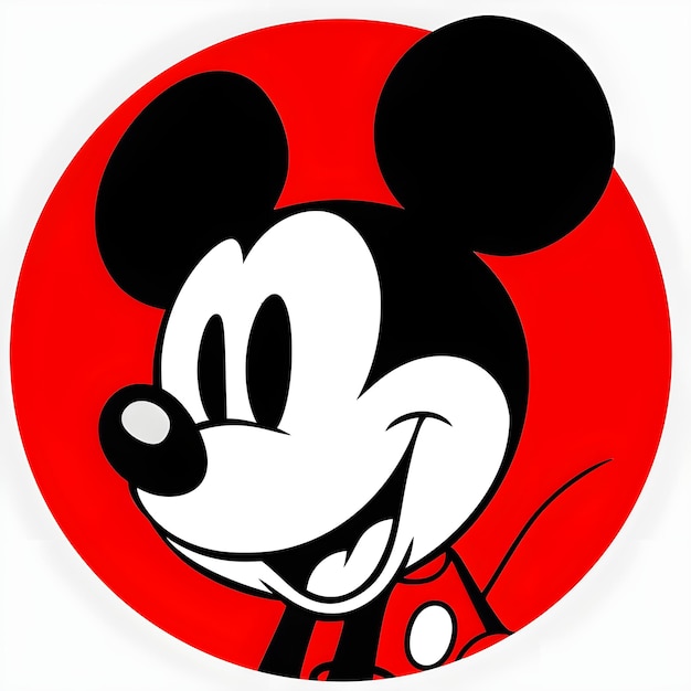 a mickey mouse logo with a red background that says mickey