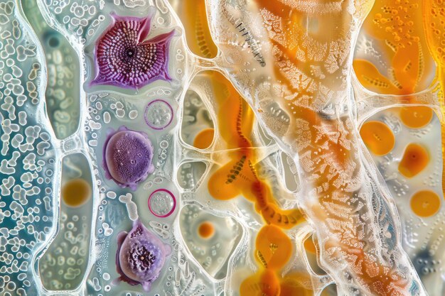 Photo micro organisms in soil and compost nematodes fungus and soil biology examination