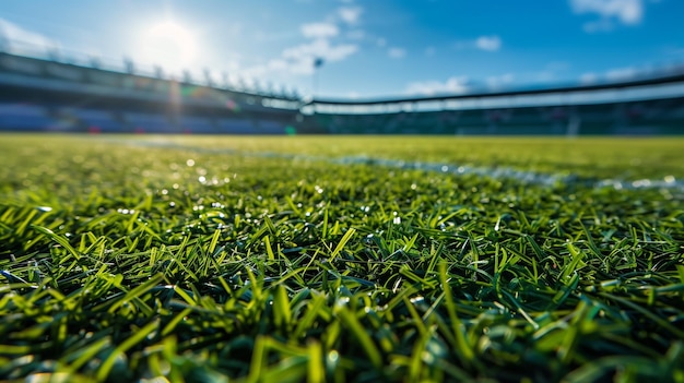 Micro Photograph of the Grassy Surface of a Soccer Stadium