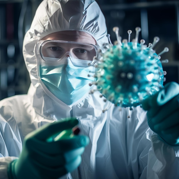 A microbiologist grows a virus A scientist studies a virus