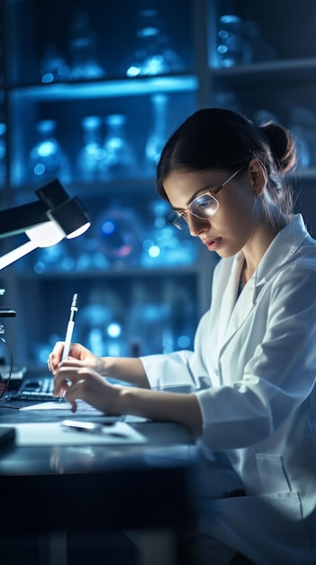 Microbiology researchers conduct experiments and drug analyses in a modern medical laboratory Medicine science pharmacy pandemic Healthcare Technology concepts concepts