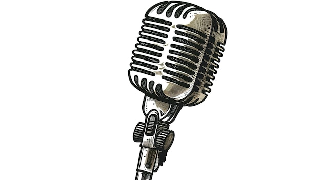 Photo microphone cartoon style in white background