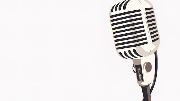 Photo microphone cartoon style in white background